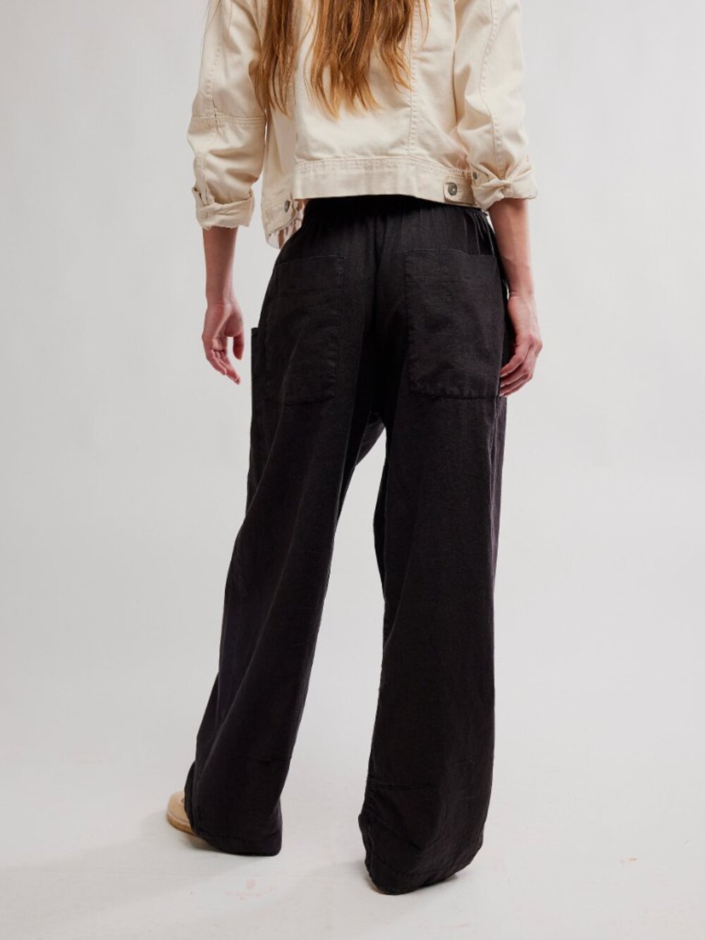 FREE PEOPLE Chambers Laid Back Pull On Pants / Black - Picture 4 of 6